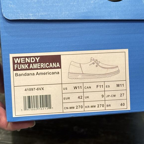 Hey Dude Wendy Funk Americana Flag Slip On Shoes Womens Size 11 Patriotic NIB - Picture 4 of 11